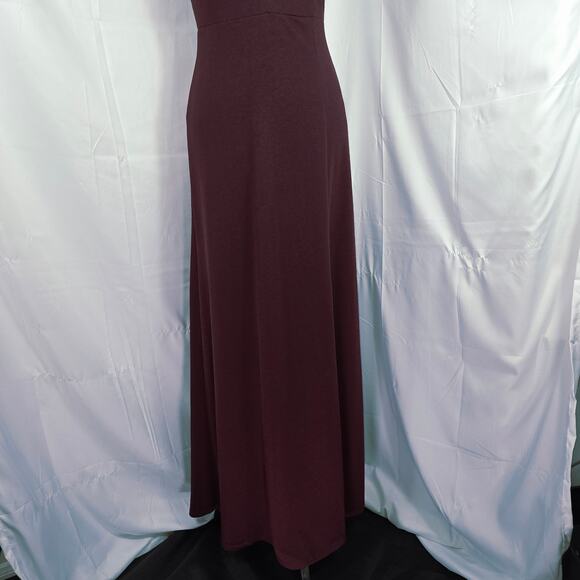 Birdy Grey Dress Womens Small Burgundy V-Neck Sleeveless Bridesmaid Maxi Gown - Picture 4 of 14